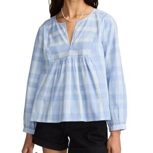Lucky Brand Prep Peasant Blouse Sky Blue | NWT